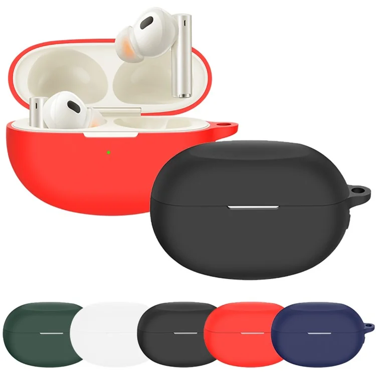 Para Realme Buds Air 5 Pro Funda de Silicona Estuche Cargador TWS Funda Protectora Bluetooth Auricular con Hebilla - Rojo