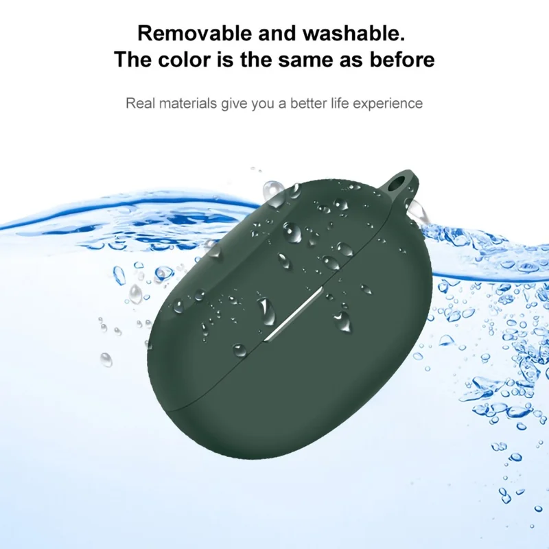 For Realme Buds Air 5 Pro Silicone Cover Case TWS Bluetooth-compatible Earphone Charging Bin Sleeve with Buckle - Blue