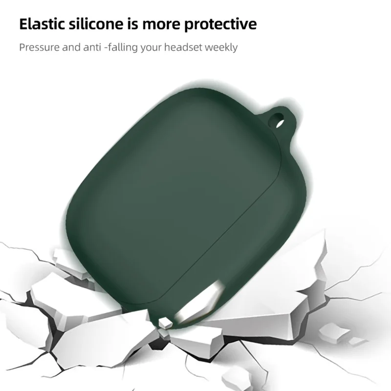 For Baseus M2s TWS Bluetooth-compatible Earphone Silicone Case Charging Bin Sleeve Cover with Buckle - White