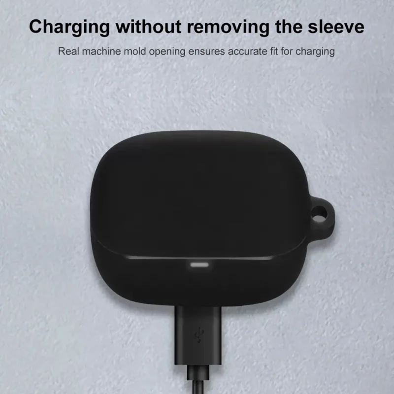 For Baseus M2s TWS Bluetooth-compatible Earphone Silicone Case Charging Bin Sleeve Cover with Buckle - White