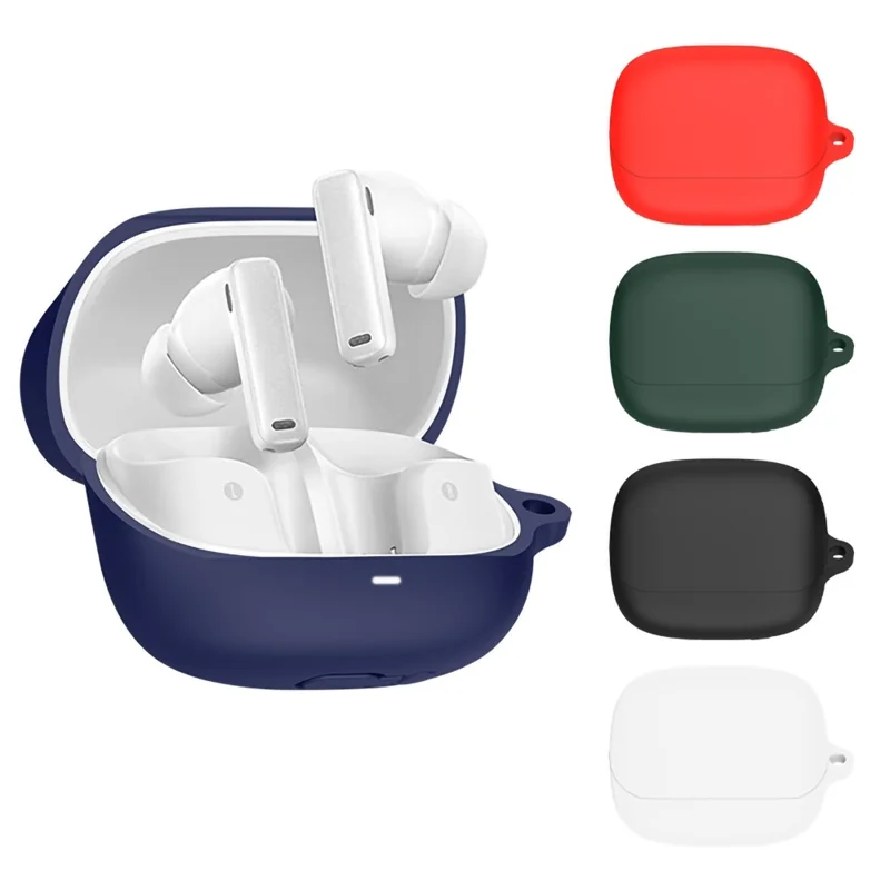 For Baseus M2s TWS Bluetooth-compatible Earphone Silicone Case Charging Bin Sleeve Cover with Buckle - White