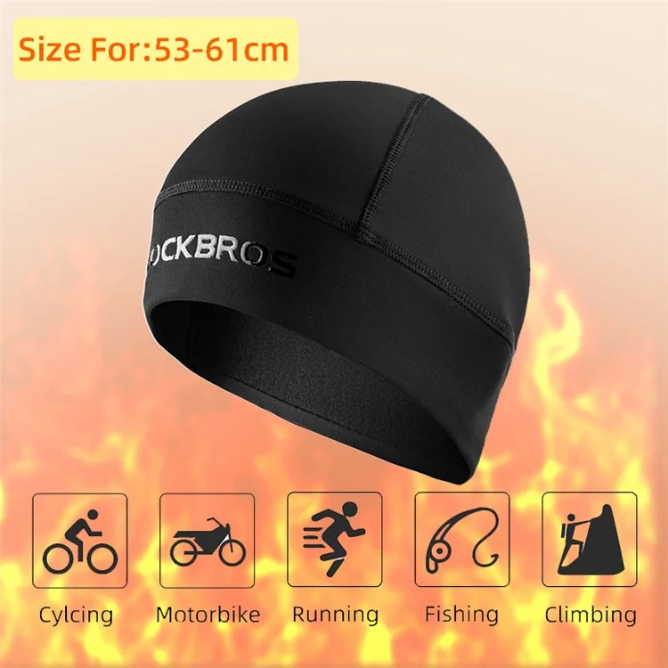 ROCKBROS YPP016 Polyester Spandex Fabric Thermal Warm Hat Cycling Skiing Cap Winter Skiing Beanie Hat for Keeping Head Warm - Black