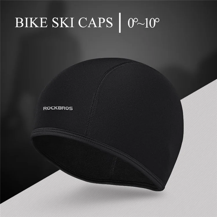 ROCKBROS YPP016 Polyester Spandex Fabric Thermal Warm Hat Cycling Skiing Cap Winter Skiing Beanie Hat for Keeping Head Warm - Black