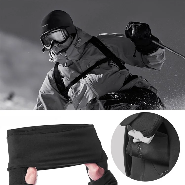 ROCKBROS YPP016 Polyester Spandex Fabric Thermal Warm Hat Cycling Skiing Cap Winter Skiing Beanie Hat for Keeping Head Warm - Black