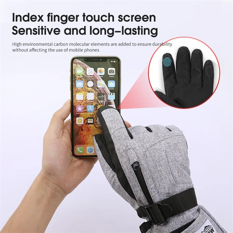 1 Par de Luvas de Esqui com Fivela Anti-Perda, Inverno Outdoor Cycling Water Repellent Touch Screen Mittens (ST Warm) - Preto / P