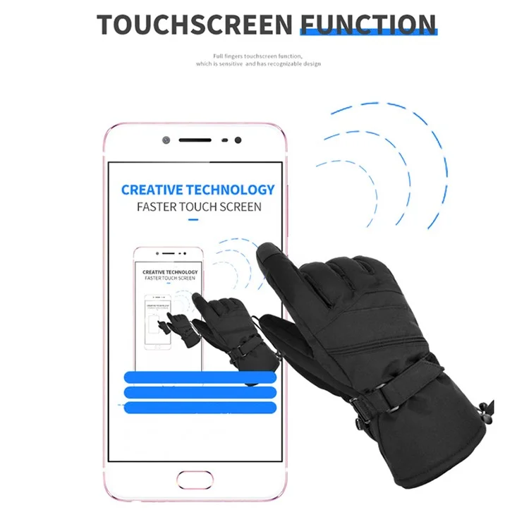 006 1 Pair Men's Winter Gloves Windproof Touchscreen Running Gloves Non-Slip Thermal Gloves - Black / M