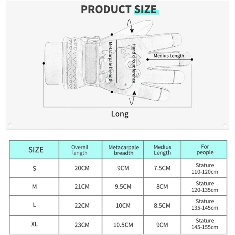 2114 1 Paar Cartoon Dinosaurier Kinder Winter Skifahren Mit Dem Fahrrad -touchsbildschirm Dicke Warme Fingerhandschuhe - Baby Blau / S
