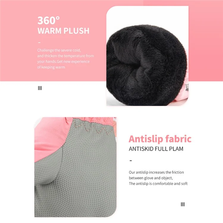 2110 1 Par de Luvas de Inverno Impermeáveis para Tela de Toque Completo para Crianças Menina Esqui (ST Warm) - Rosa / P