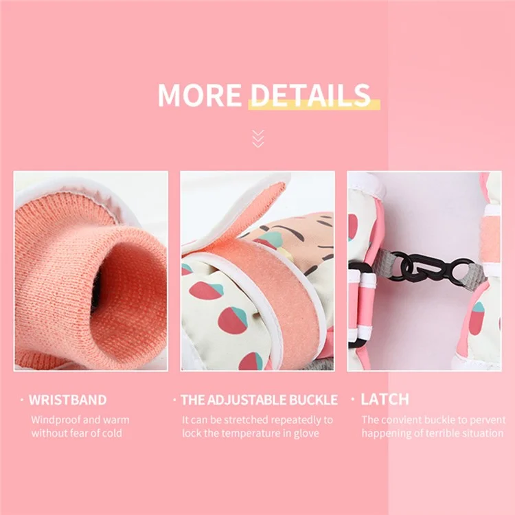 2110 1 Par de Luvas de Inverno Impermeáveis para Tela de Toque Completo para Crianças Menina Esqui (ST Warm) - Rosa / P