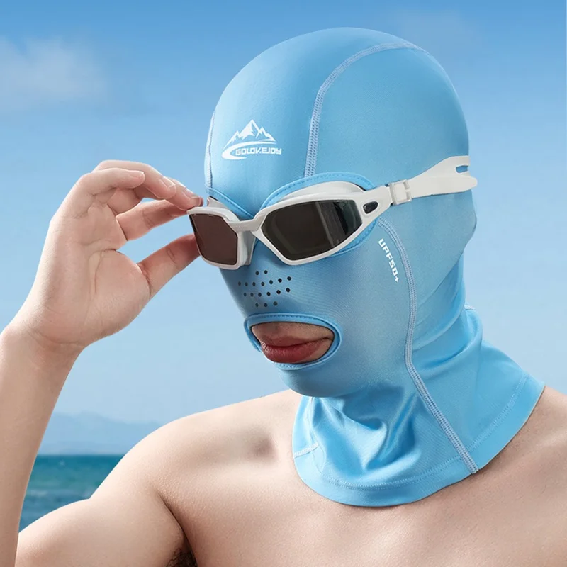 GOLOVEJOY XTJ126 Unisex Stylish Facekini Face Mask UPF50+ UV Sun Protection Diving Swimming Cap - Blue