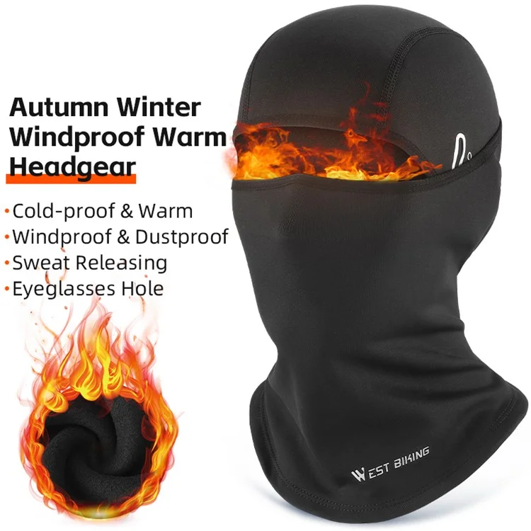 WEST BIKING YP0201397 Winter Motorcycling Cycling Headwear Neck Gaiter Warm Fleece Head Face Cover with Glasses Hole