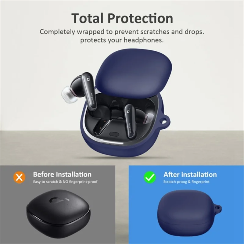 Silicone Sleeve for Anker Soundcore Liberty 4 , Bluetooth-compatible Earphone Charging Case Anti-dust Cover - Blue
