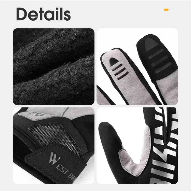 WEST BIKING YP0211237 1 Par de Luvas de Ciclismo Ao Ar Livre Tela Sensível ao Toque Windproof Warm Luvas Mittens - M