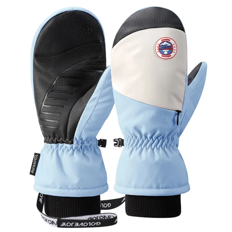 GOLOVEJOY SK27 1 Pair Outdoor Winter Warm Gloves Waterproof Windproof Mittens for Skiing Cycling, Size XL - Blue