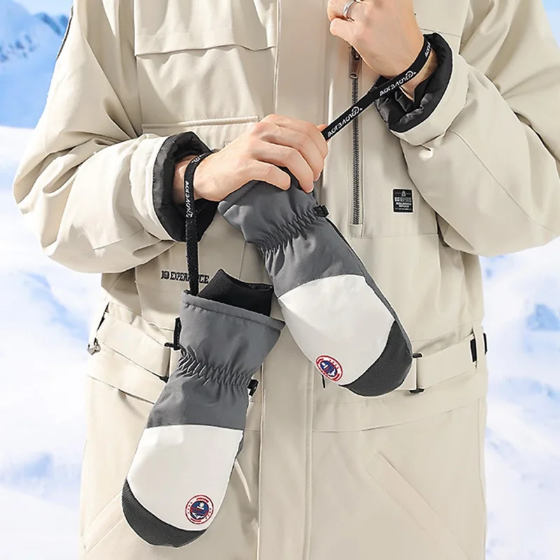 GOLOVEJOY SK27 1 Pair Outdoor Winter Warm Gloves Waterproof Windproof Mittens for Skiing Cycling, Size XL - Blue