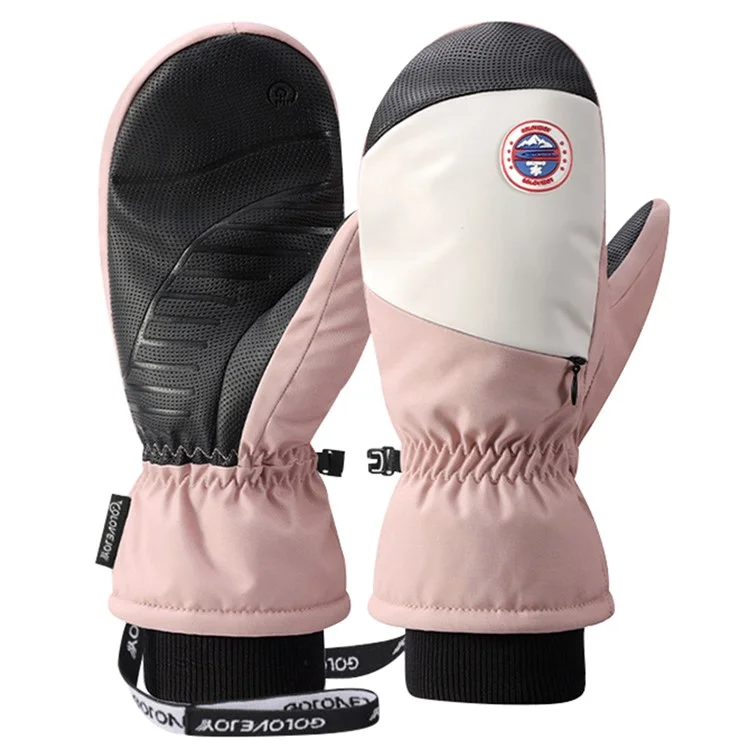 GOLOVEJOY SK27 1 Paar Ski- und Fahrradhandschuhe, wasserdicht, winddicht, Oxford-Stoff, Touchscreen, warm, Größe L - Pink
