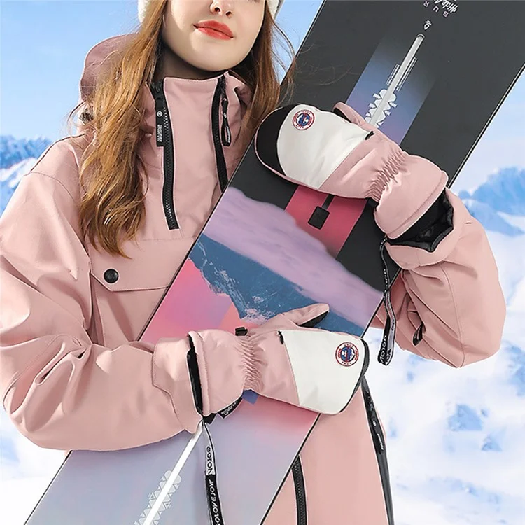 GOLOVEJOY SK27 1 Paar Ski- und Fahrradhandschuhe, wasserdicht, winddicht, Oxford-Stoff, Touchscreen, warm, Größe L - Pink