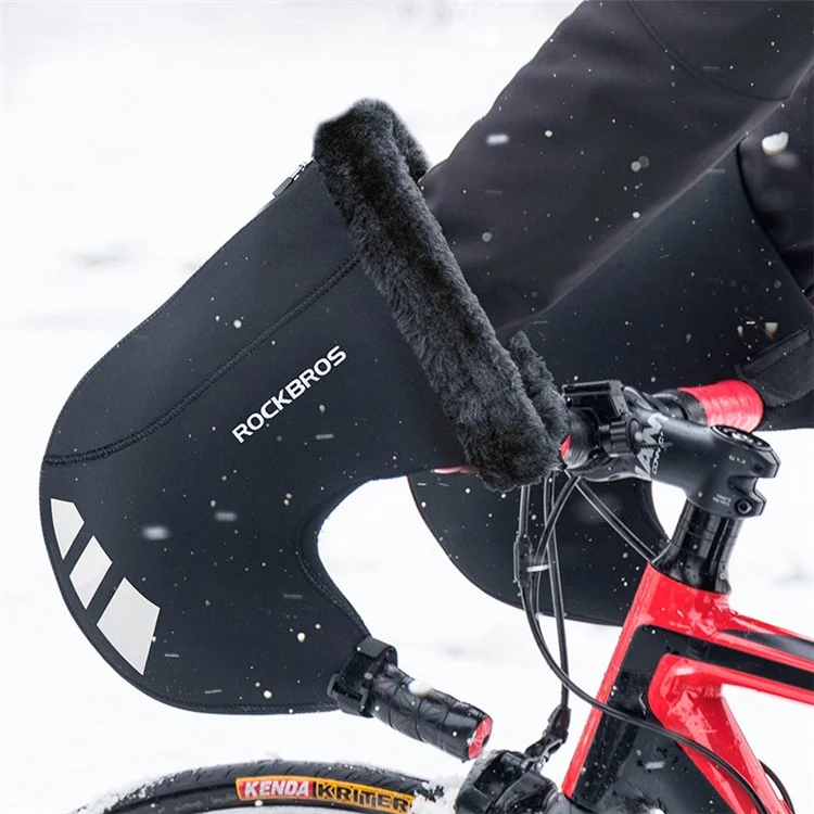 ROCKBROS D63 1 Pair Winter Motorcycle Bike Handle Warm Cover SBR Fabric Windproof Gloves
