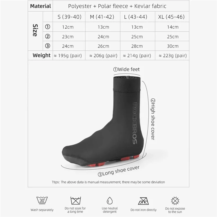 ROCKBROS LF1104 1 Pair Cycling Shoe Covers Winter Warm Bike Shoe Cover Windproof Sking Overshoes - XL