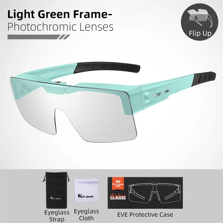 WEST BIKING YP0703159 Outdoor Cycling Sunglasses for Men and Women Clear Sunglasses Wind-Proof Sports Glasses - Green