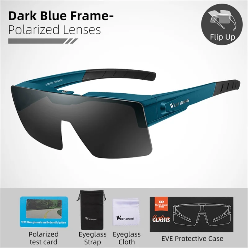 WEST BIKING Outdoor Cycling Sunglasses Lightweight Polarized Sports Glasses for Men, Women - Blue