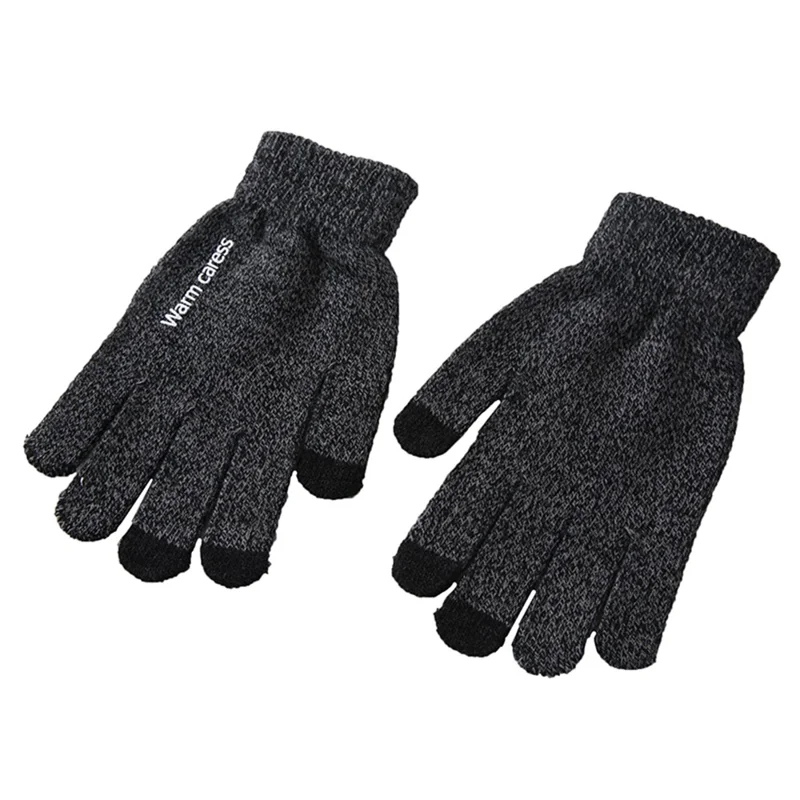 YF-701 Elastic Touch Screen Full Finger Gloves Cycling Driving Winter Warm Outdoor Mittens - Dark Grey+Light Grey