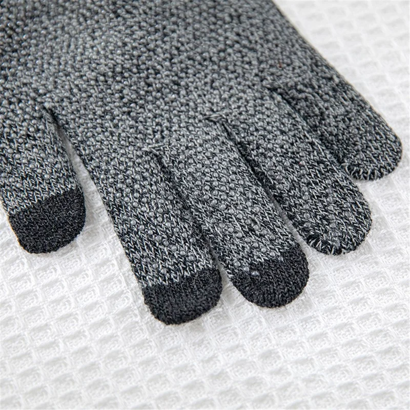 YF-701 Elastic Touch Screen Full Finger Gloves Cycling Driving Winter Warm Outdoor Mittens - Dark Grey+Light Grey