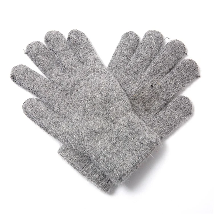 1 Paire Gants de Mélange de Cheveux de Lapin - Gris Foncé