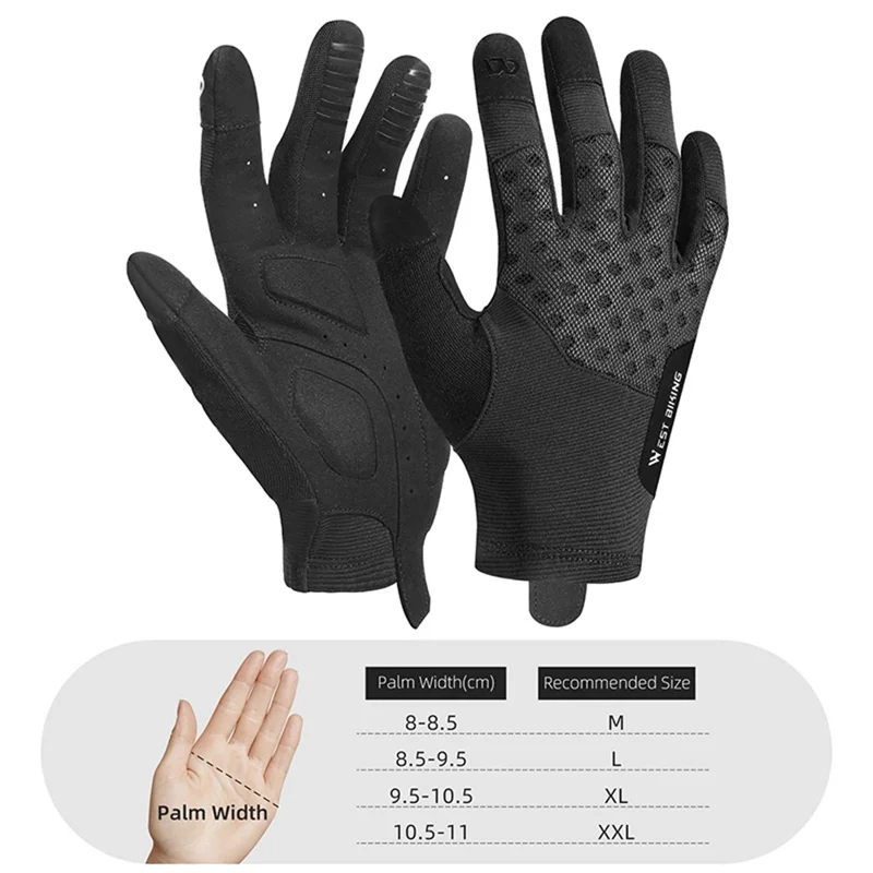 WEST BIKING YP0211245 Touch Screen Non-slip Cycling Gloves Shock-absorbing Mittens - M