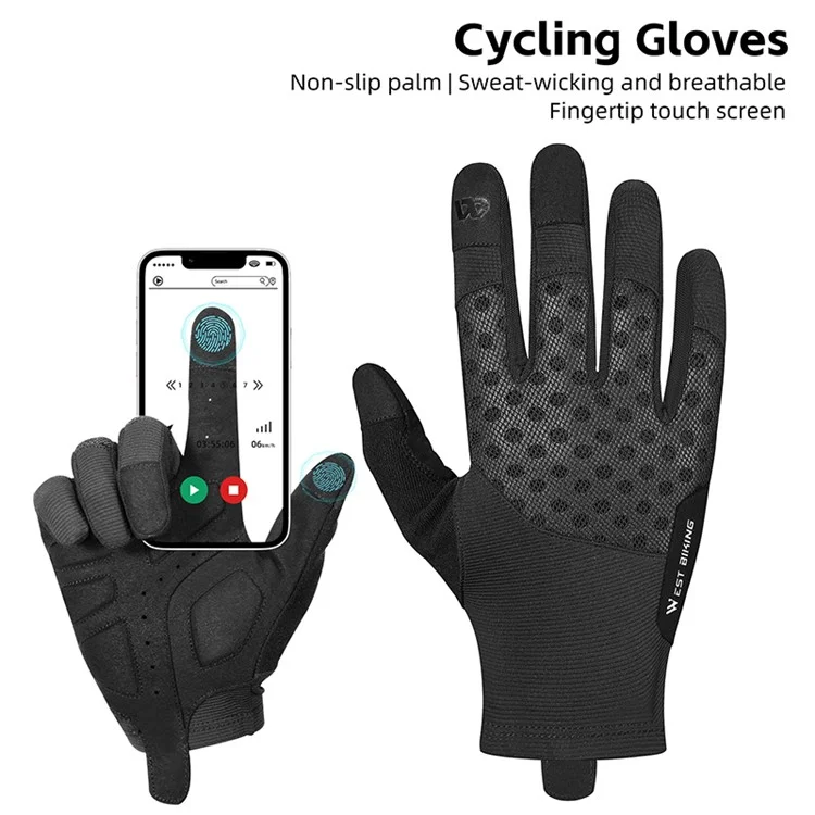 WEST BIKING YP0211245 Luvas de Ciclismo com Tela de Toque Antiderrapante e Absorção de Choque - XXL