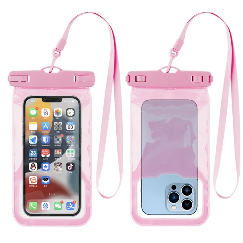 7.2-inch Phone TPU Case IPX8 Waterproof Phone Cover with Back Airbag Protection - Pink