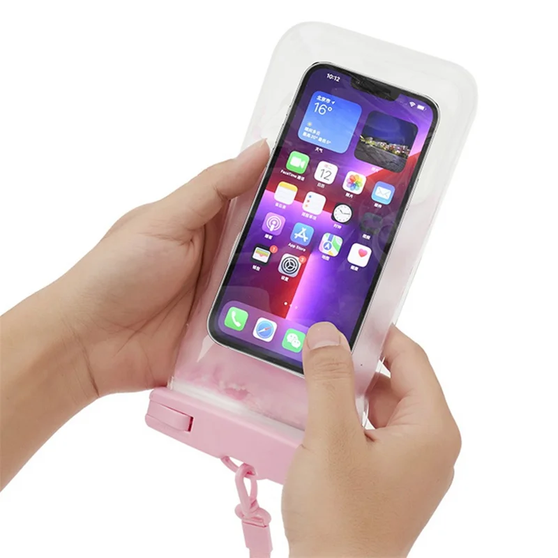 IPX8 Waterproof Case for 7.2-inch Phone Luminous Glitter Touch Screen Underwater Phone Cover - Black