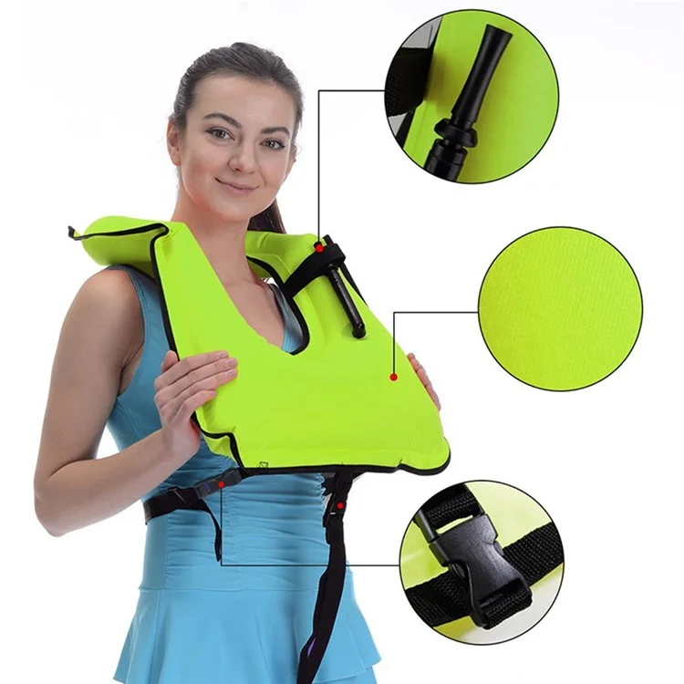 JLY-F001 Inflatable PVC Snorkel Vest Adults Swimming Vest Jacket for Surfing, Diving - Dark Blue