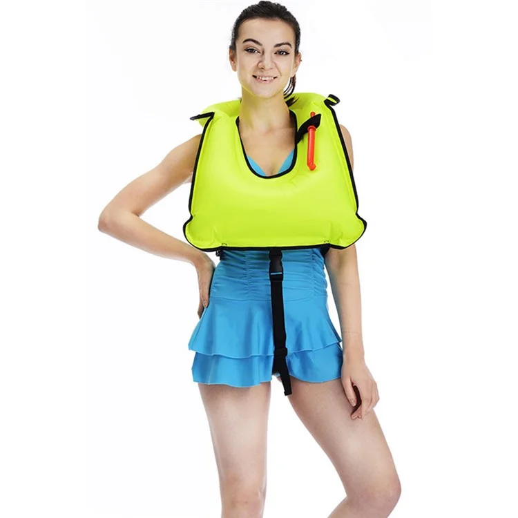 JLY-F001 Inflatable PVC Snorkel Vest Adults Swimming Vest Jacket for Surfing, Diving - Dark Blue