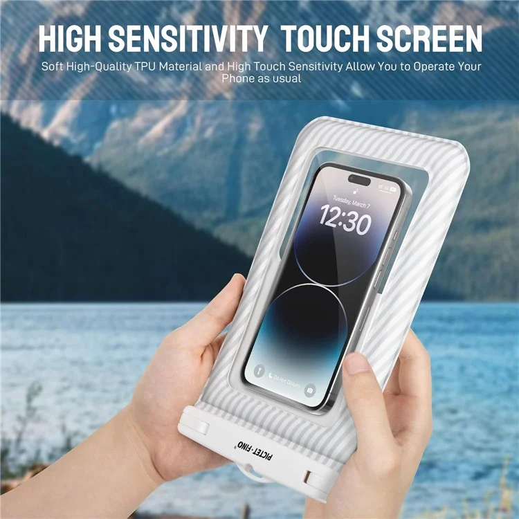 PICTET.FINO RH17 Wasserdichter Trockenbeutel für 8,2-Zoll-Telefone, Schwimmender Schwammdesign, IPX8-Telefontasche - Grau