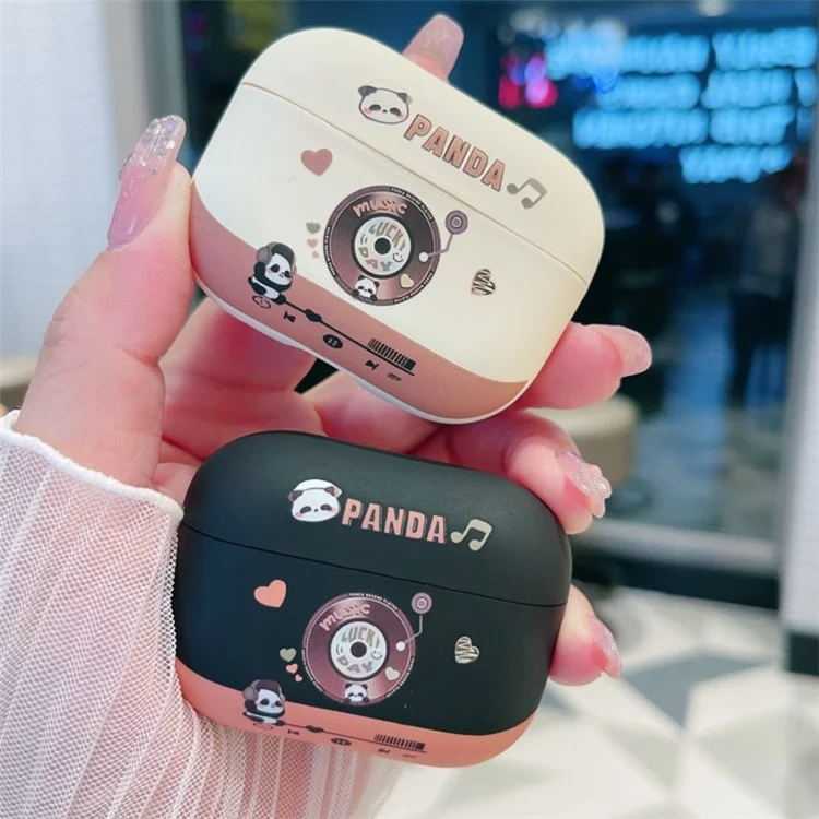 Para AirPods Pro Earphone Protector TPU Earphone Case Lovely Panda Earphone Shell - Black
