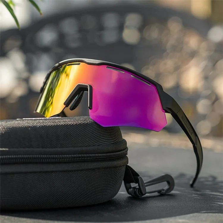 ROCKBROS SP246 Radbrille, Outdoor-Windschutzbrille, Augenschutzbrille, 4 Linsen - Weisser Rahmen