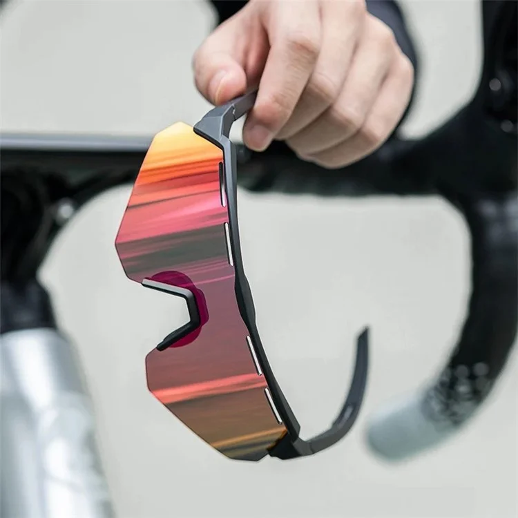 ROCKBROS SP246 Radbrille, Outdoor-Windschutzbrille, Augenschutzbrille, 4 Linsen - Weisser Rahmen
