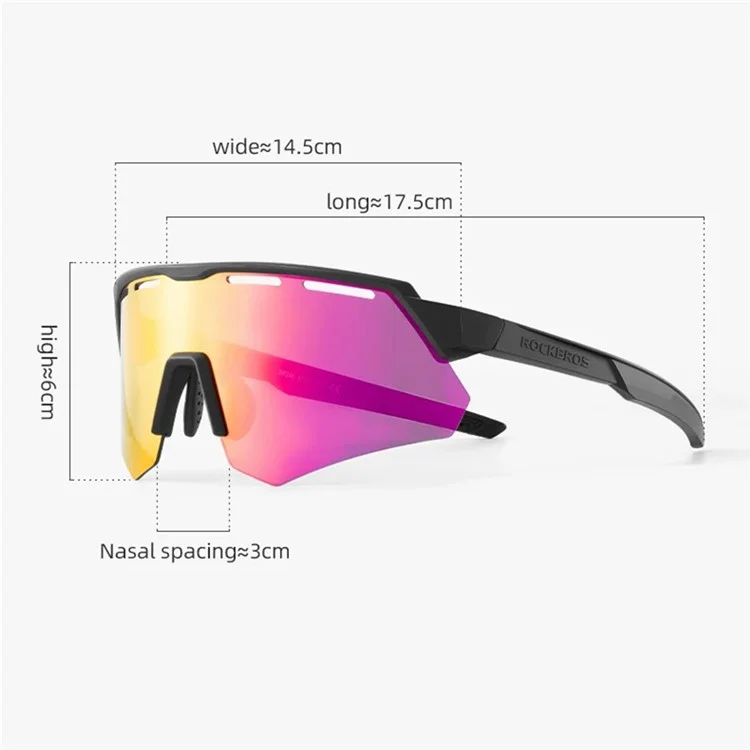 ROCKBROS SP246 Radbrille, Outdoor-Windschutzbrille, Augenschutzbrille, 4 Linsen - Weisser Rahmen