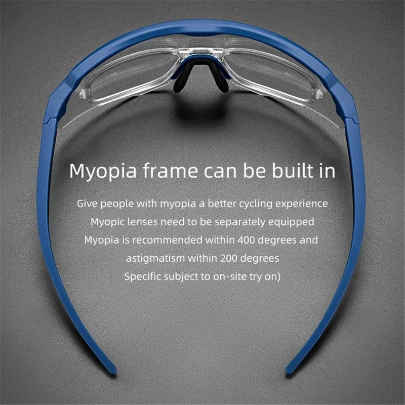 ROCKBROS SP246 Cycling Glasses Outdoor Windproof Eyeglasses Eye Protection Goggles, 4 Lens - Navy Blue Frame