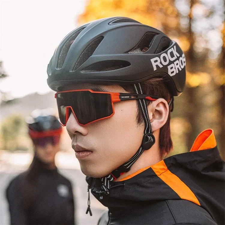ROCKBROS SP316 Gafas de Ciclismo Polarizadas y Transpirables para Exteriores - Montura Transparente Gris + Lente Roja