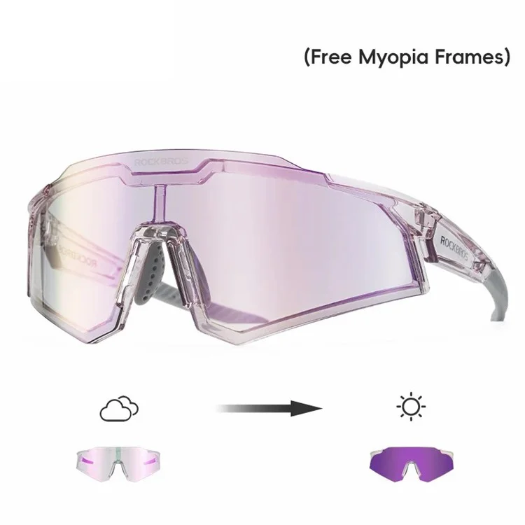ROCKBROS SP291 Lenti Fotocromiche Occhiali da Outdoor Antivento Protezione per Gli Occhi Ciclismo - Viola Trasparente