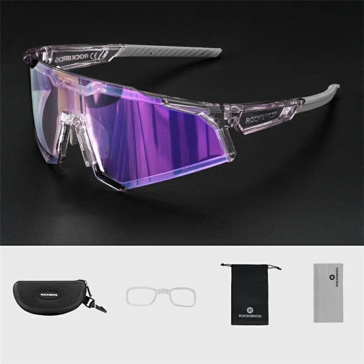 ROCKBROS SP291 Lenti Fotocromiche Occhiali da Outdoor Antivento Protezione per Gli Occhi Ciclismo - Viola Trasparente