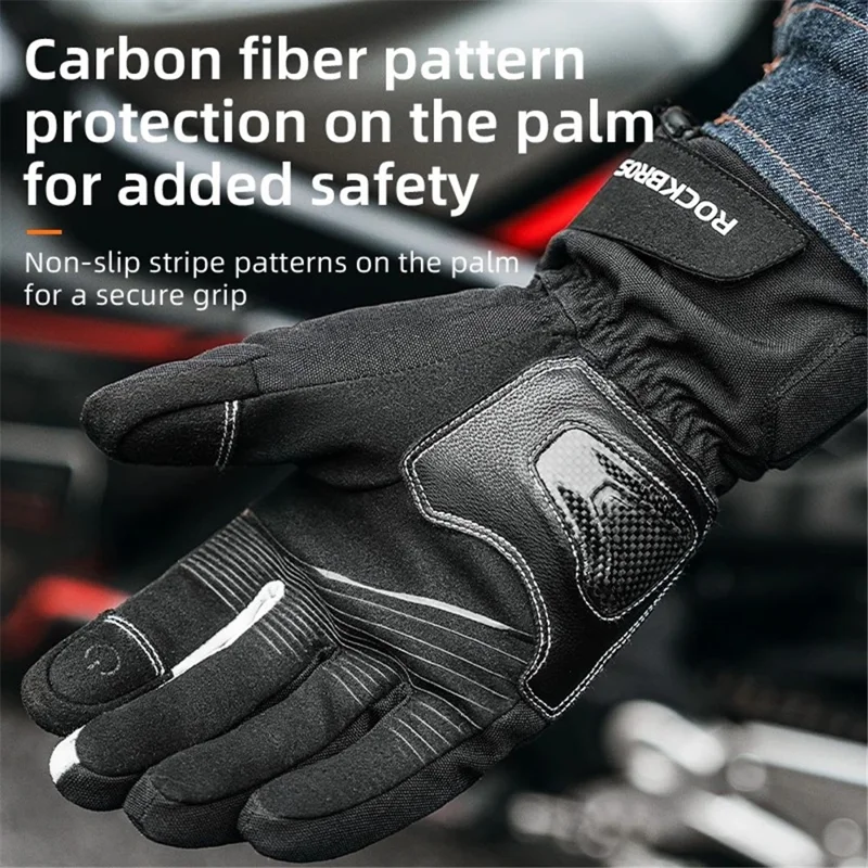 ROCKBROS MT023 Motorcycle Gloves Full Finger Touch Screen Men Windproof Mittens - L