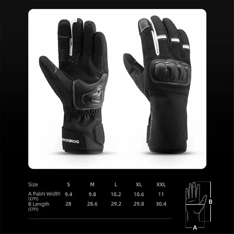ROCKBROS MT023 Motorcycle Gloves Full Finger Touch Screen Men Windproof Mittens - L