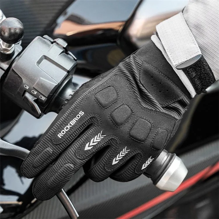 ROCKBROS MT016 1 Pair Outdoor Cycling Protection Gloves Touch Screen Full Finger Gloves - Black+Grey S