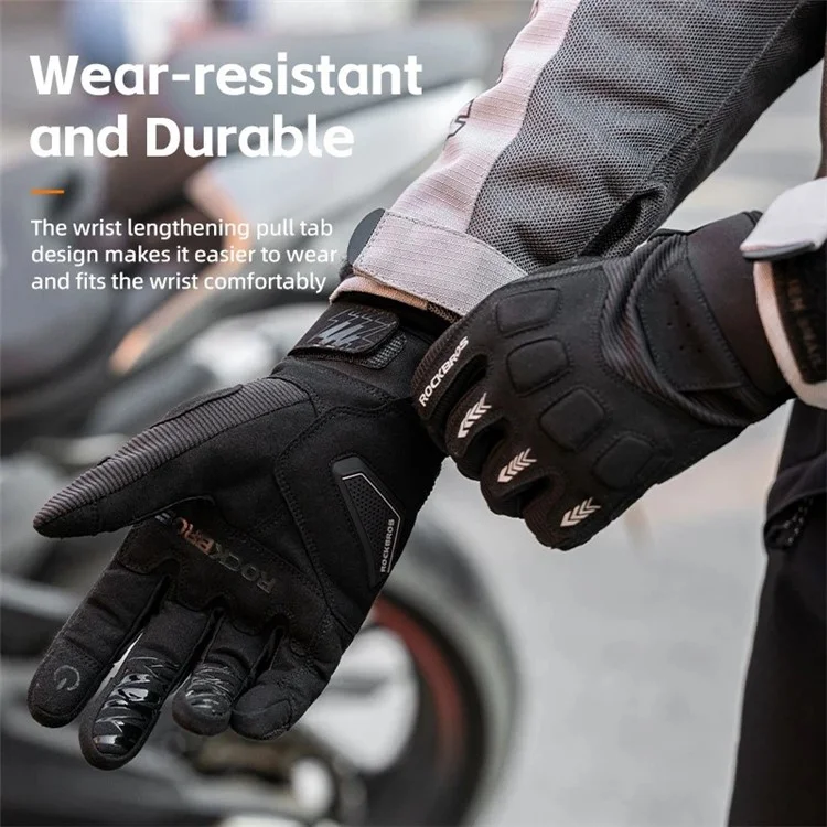 ROCKBROS MT016 1 Pair Outdoor Cycling Protection Gloves Touch Screen Full Finger Gloves - Black+Grey S