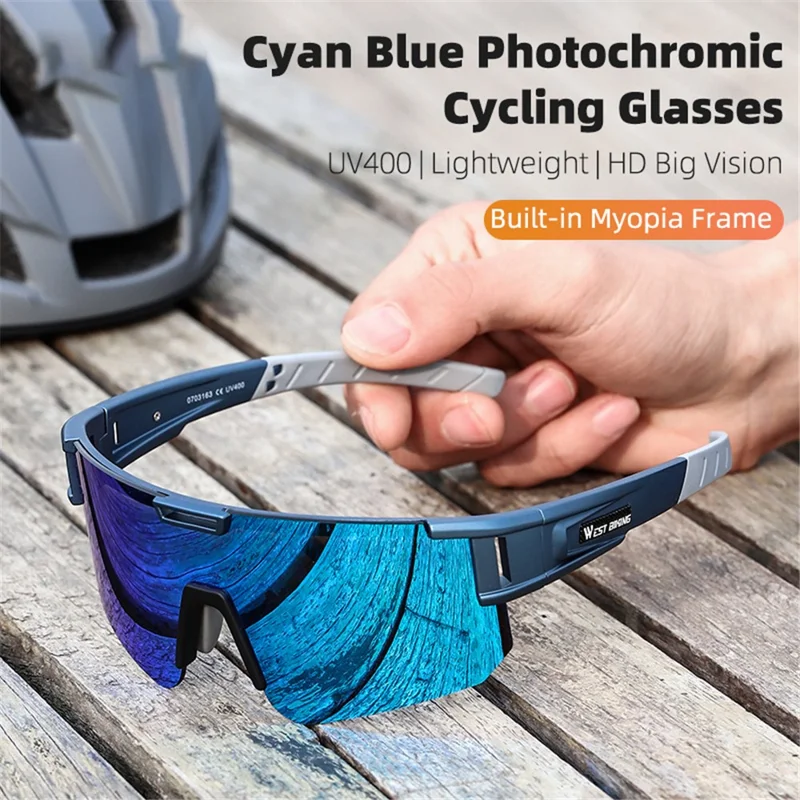 WEST BIKING YP0703163 Lunettes de cyclisme outdoor UV400 Photochromiques - Bleu