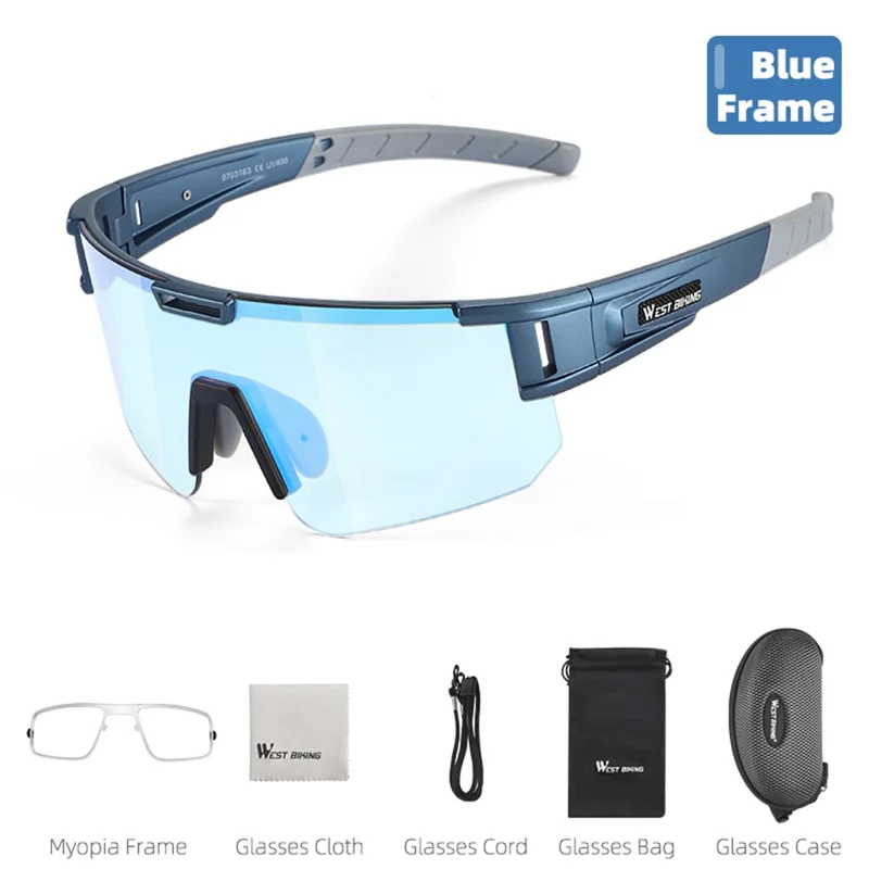 WEST BIKING YP0703163 Lunettes de cyclisme outdoor UV400 Photochromiques - Bleu