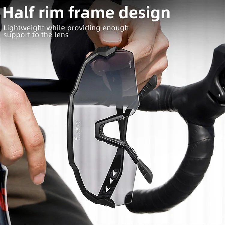 WEST BIKING YP0703164 TR90 Rahmen Anti-Beschlag-Radfahrbrille UV400 photochromatische Sonnenbrille - Schwarz